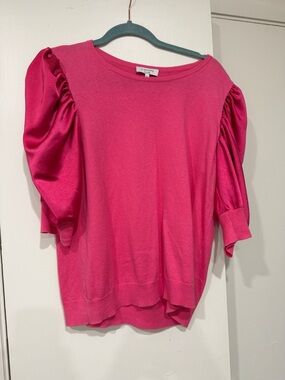 J.Crew Pink Puff-Sleeve Knit Top